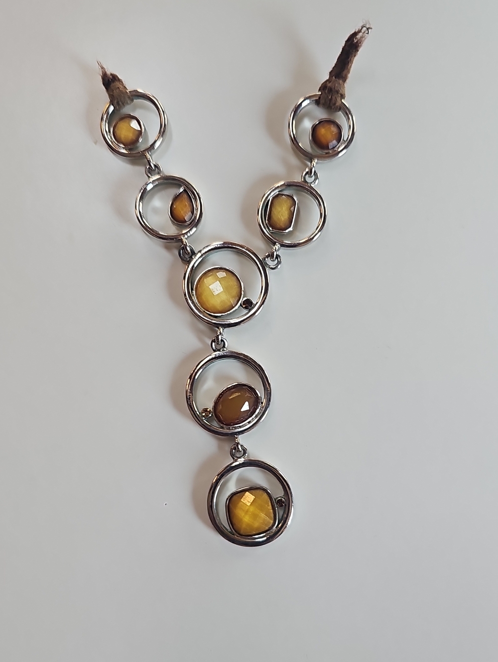 Women’s Yellow Gemstone Circle Pendant Necklace